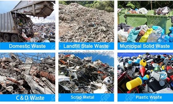 Équipement de ligne municipale de tri des déchets solides avec un taux de rupture des sacs de 60 à 90% et un poids de 2000 kg