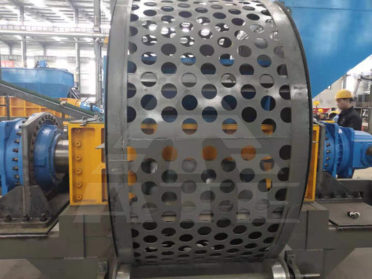 22kW de puissance déchiqueteuse de pneus à tension personnalisée avec équipement de recyclage et double arbre